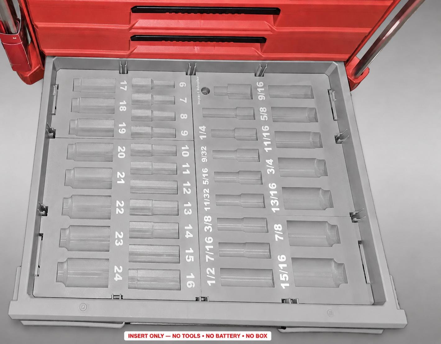 Milwaukee Packout 4 Drawer Insert – 36pc 3/8" Socket Organizer GRAY