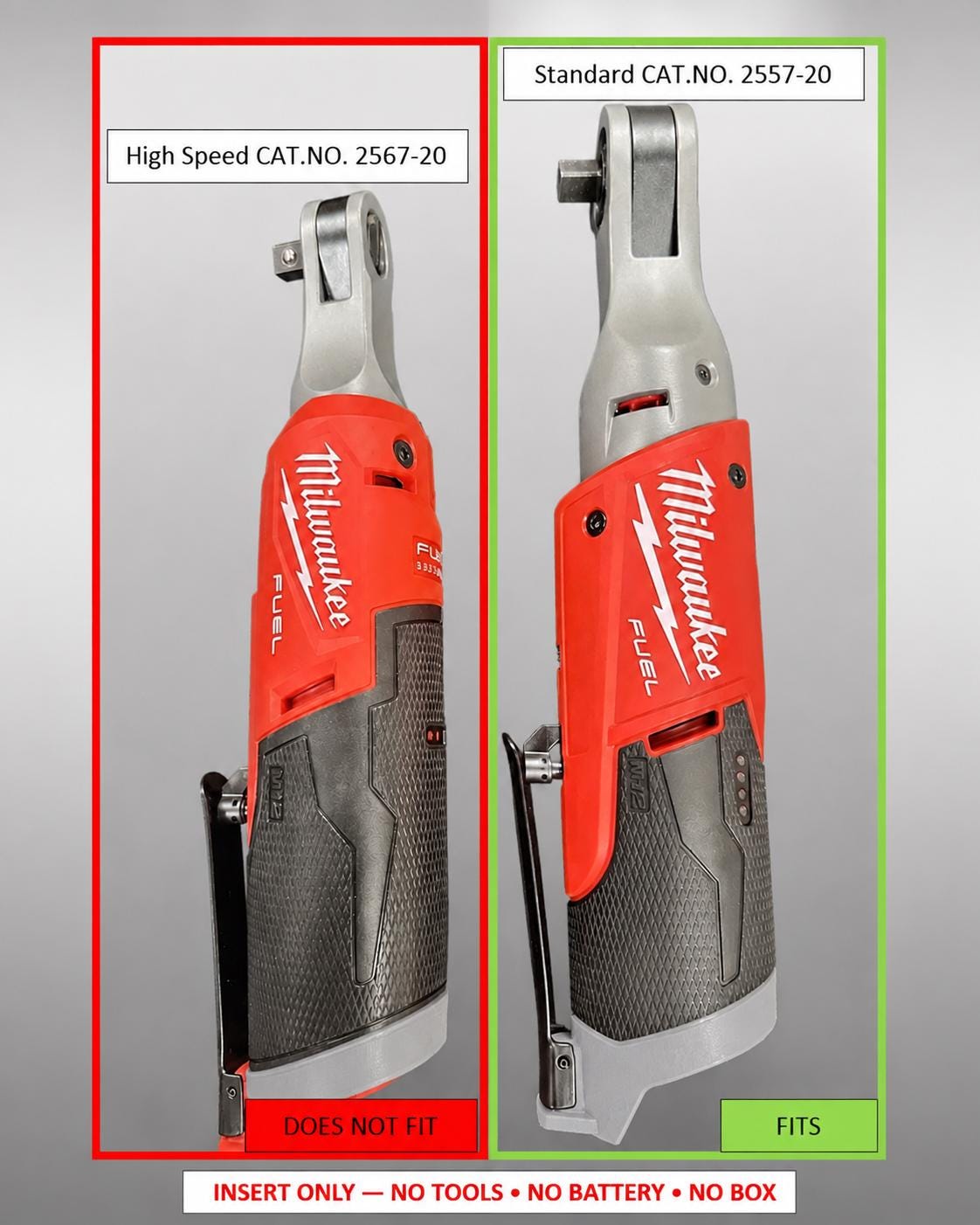 Milwaukee Packout Insert for M12 Ratchet and Socket Set | 3D Printed Organizer (Gray)
