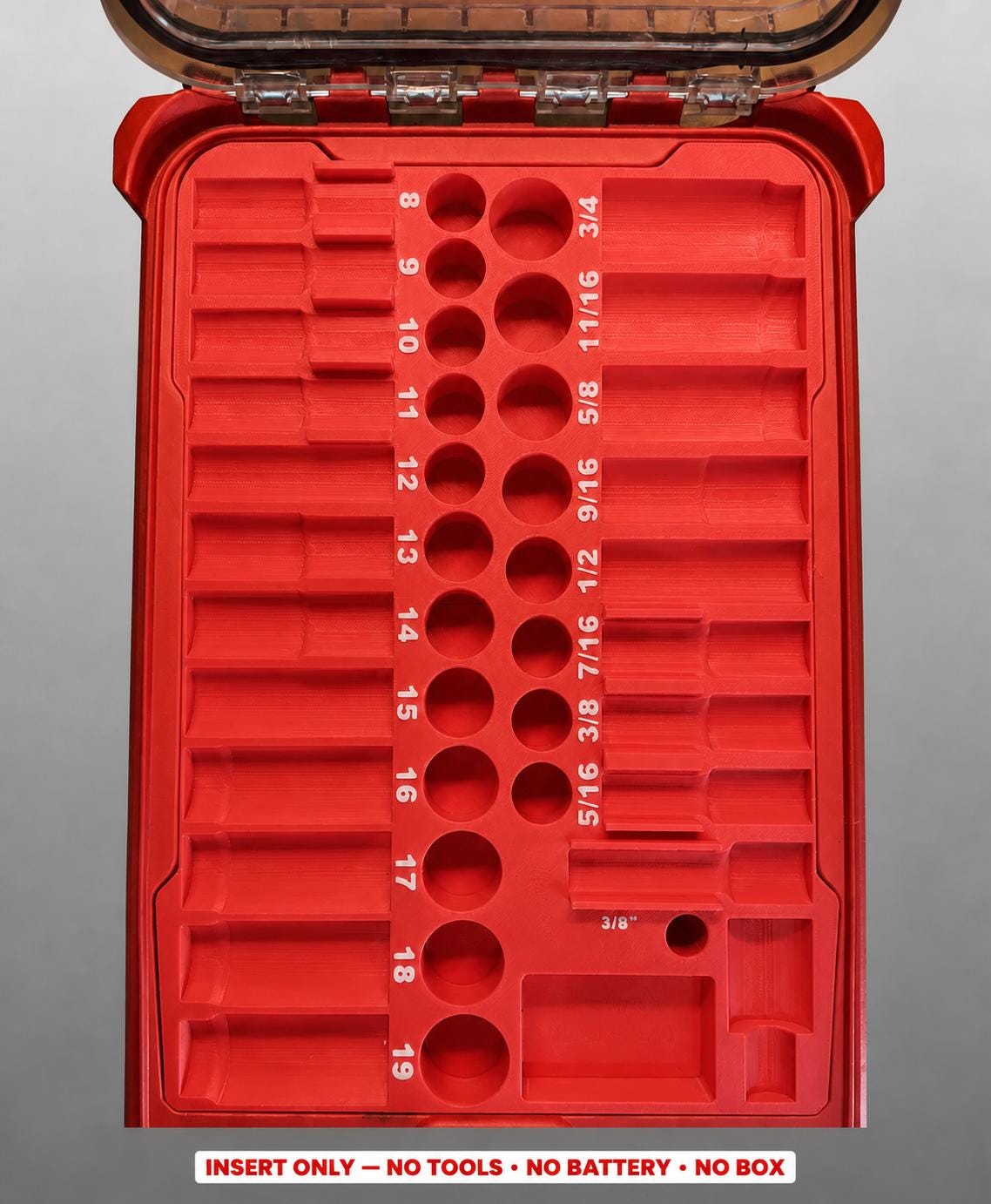 Milwaukee Packout Insert – 43pc 3/8" Impact Socket Organizer RED