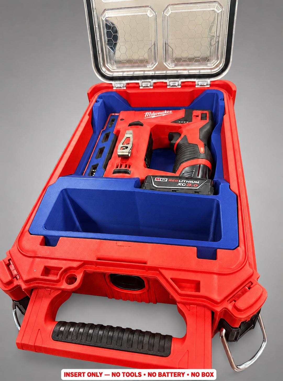 Milwaukee M12 Stapler Packout Insert | 3D Printed Organizer, Blue, CAT.2447-20