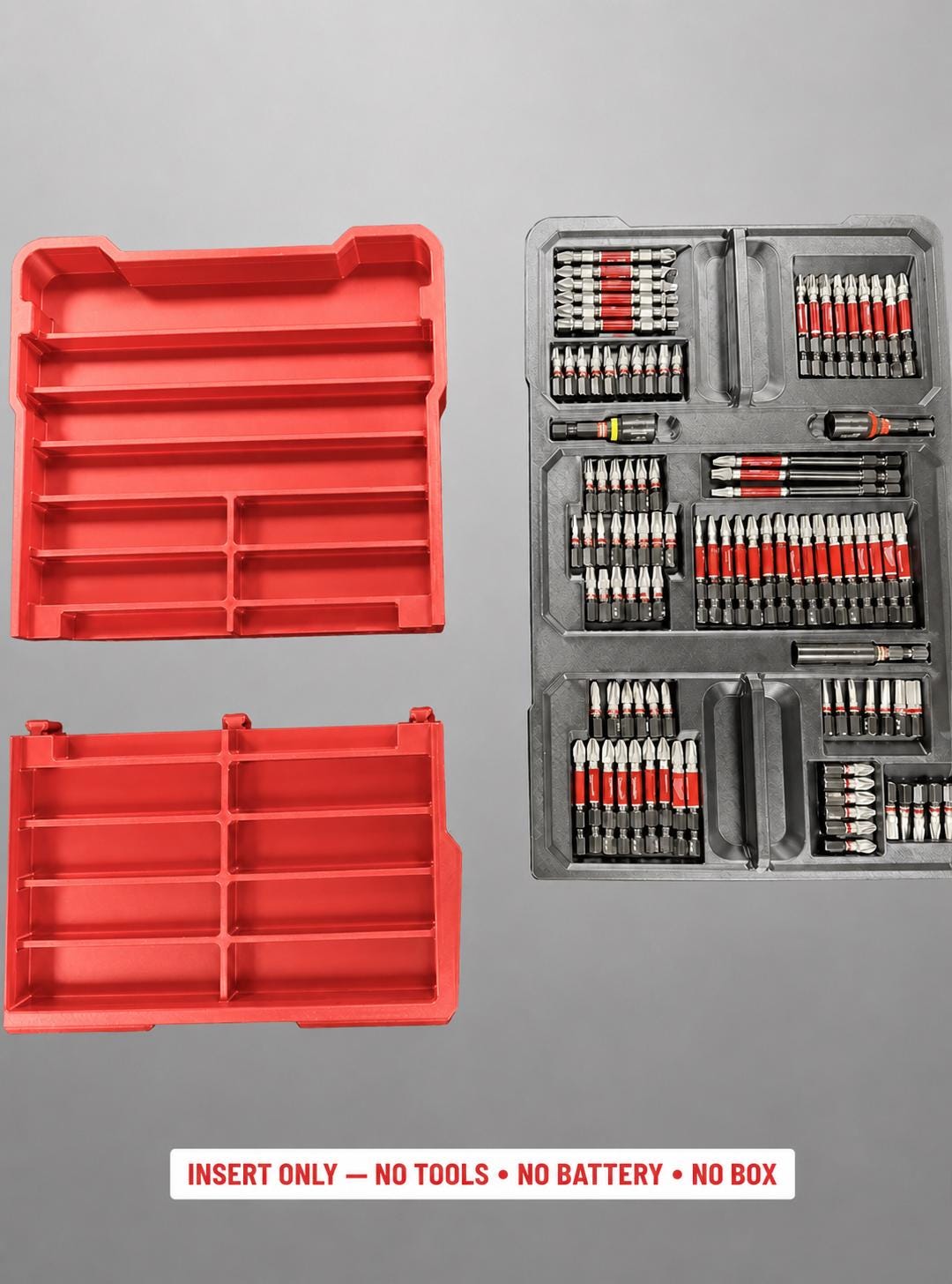 Milwaukee Packout Insert for SHOCKWAVE Driver Bit Kit | 3D Printed Organizer (Red)