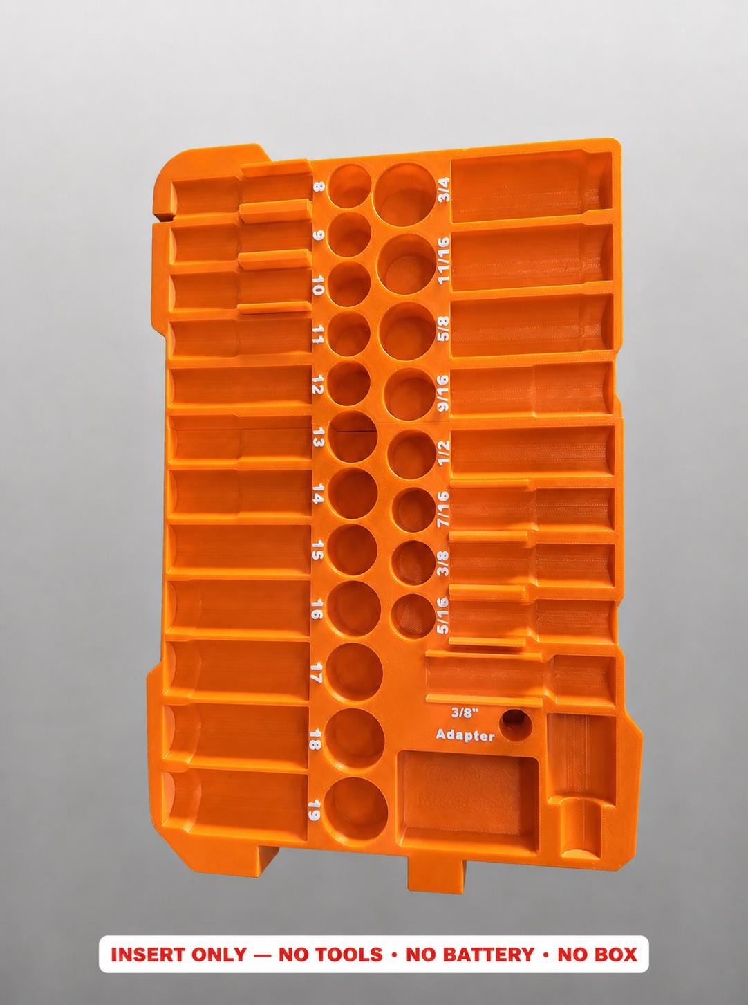 Milwaukee Packout Insert – 43pc 3/8" Socket Organizer, Left Side ORANGE