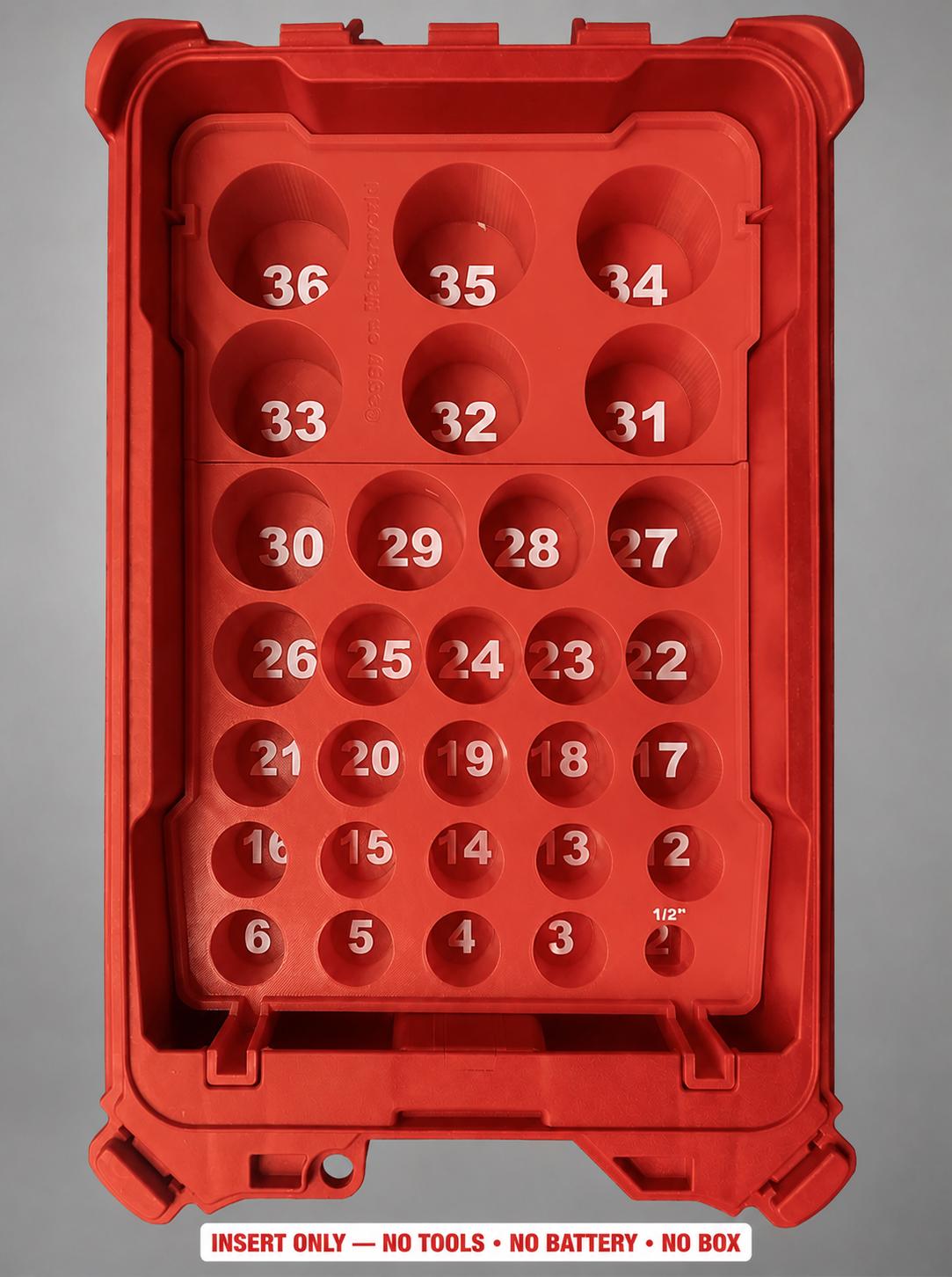 Milwaukee Packout Insert – 29pc 1/2" Deep Metric Socket Organizer RED
