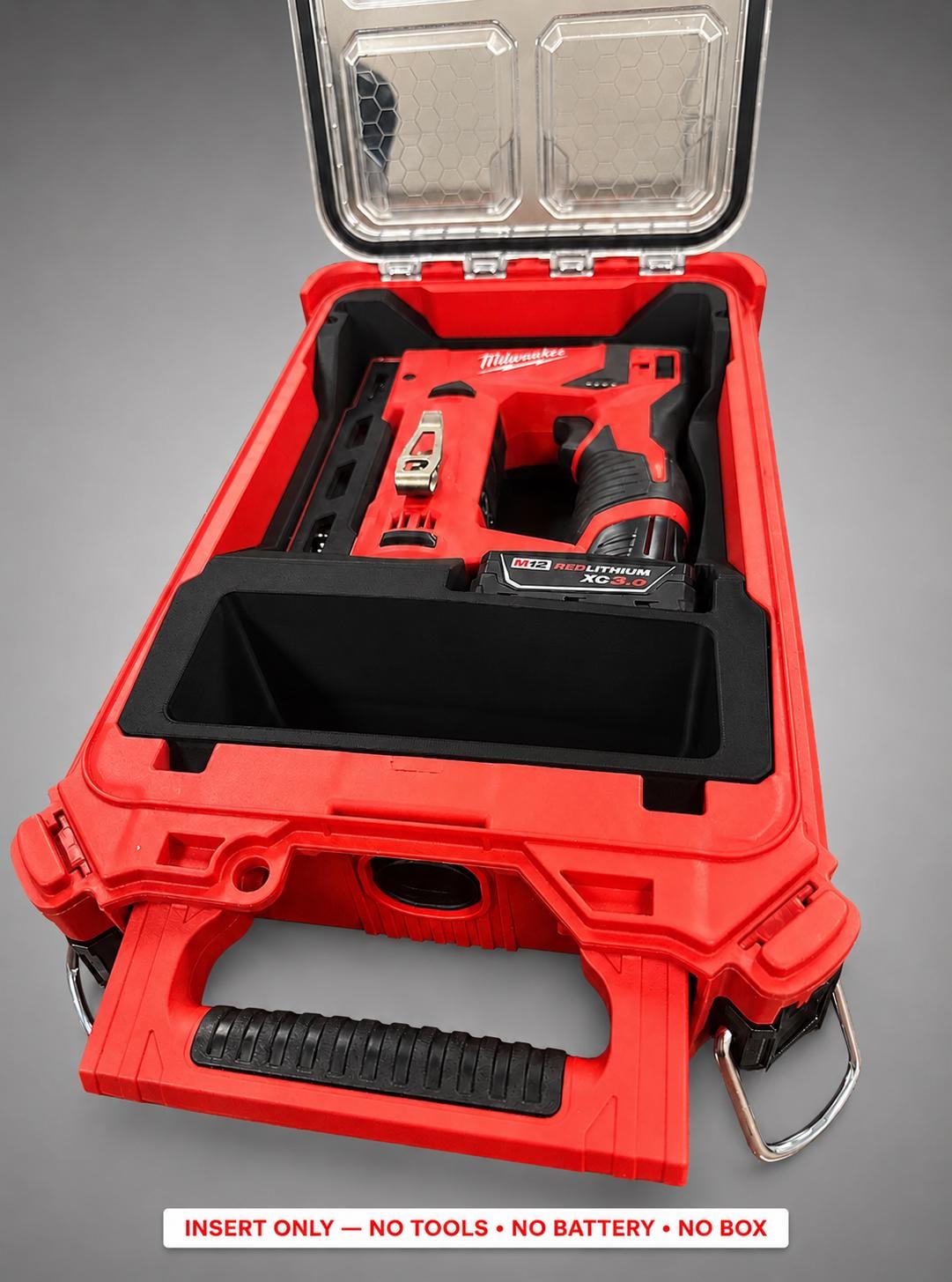 Milwaukee Packout Insert for M12 Crown Stapler | 3D Printed Organizer (Black)