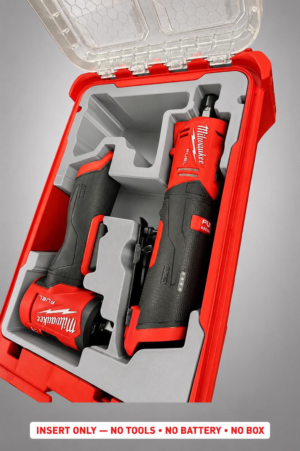 Milwaukee Packout Insert for Die Grinders | 3D Printed Tool Organizer (Gray)