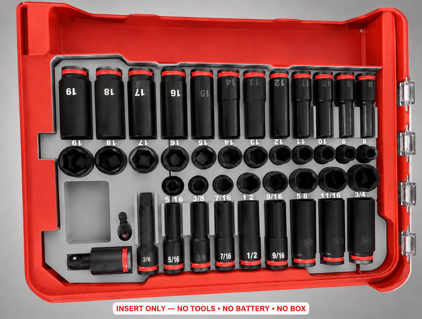 Milwaukee Packout Insert – 43pc 3/8" Socket Organizer, Right Side GRAY