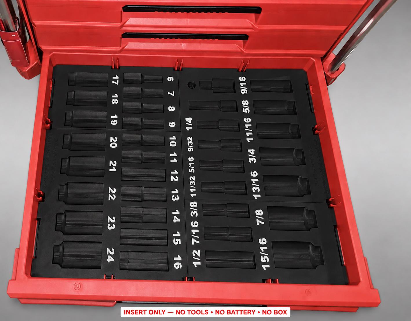 Milwaukee Packout 4 Drawer Insert – 36pc 3/8" Socket Organizer BLACK