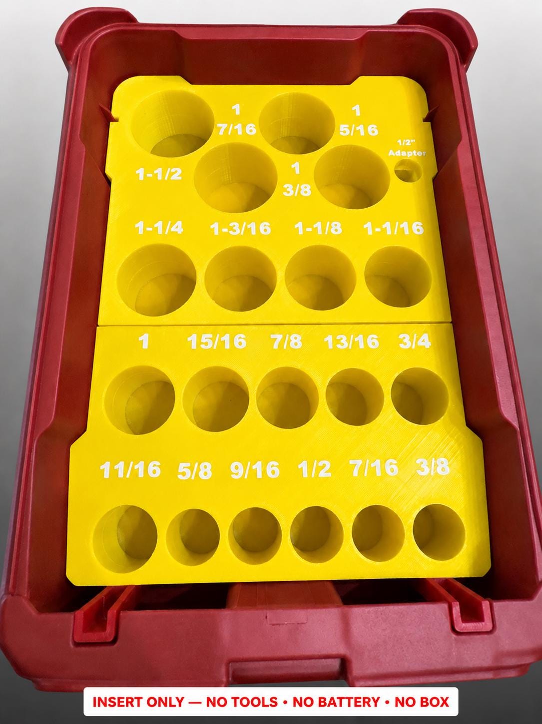 Milwaukee Packout Insert – 19pc 1/2" Deep SAE Socket Organizer YELLOW