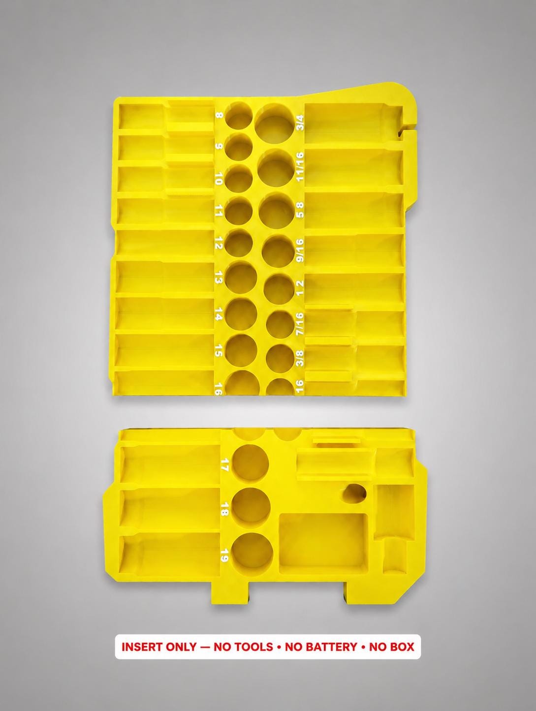 Milwaukee Packout Insert – 43pc 3/8" Socket Organizer, Right Side YELLOW