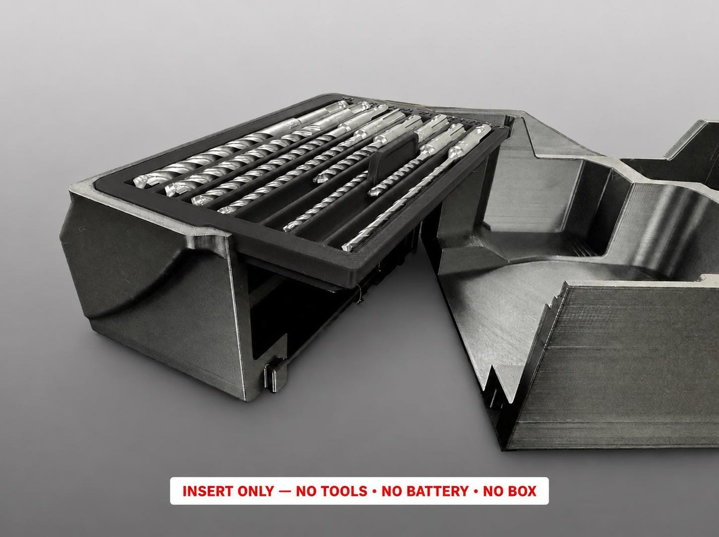 Milwaukee M12 Rotary Hammer Insert | 3D Printed Packout Organizer (Black)