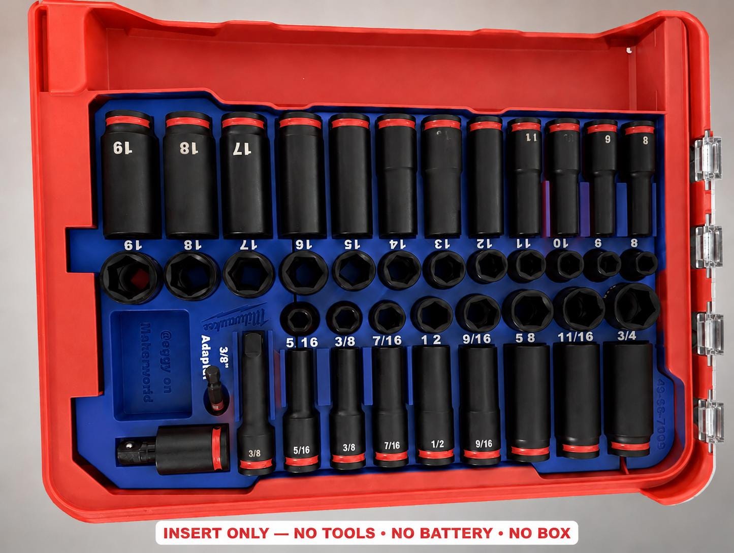 Milwaukee Packout Insert – 43pc 3/8" Socket Organizer, Right Side BLUE
