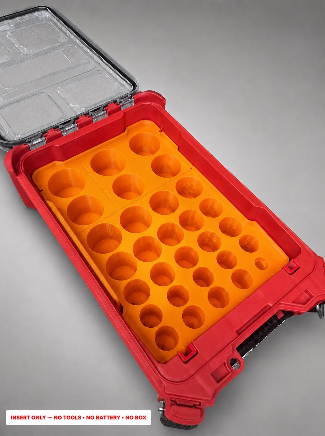 Milwaukee Packout Insert – 29pc 1/2" Deep Metric Socket Organizer ORANGE