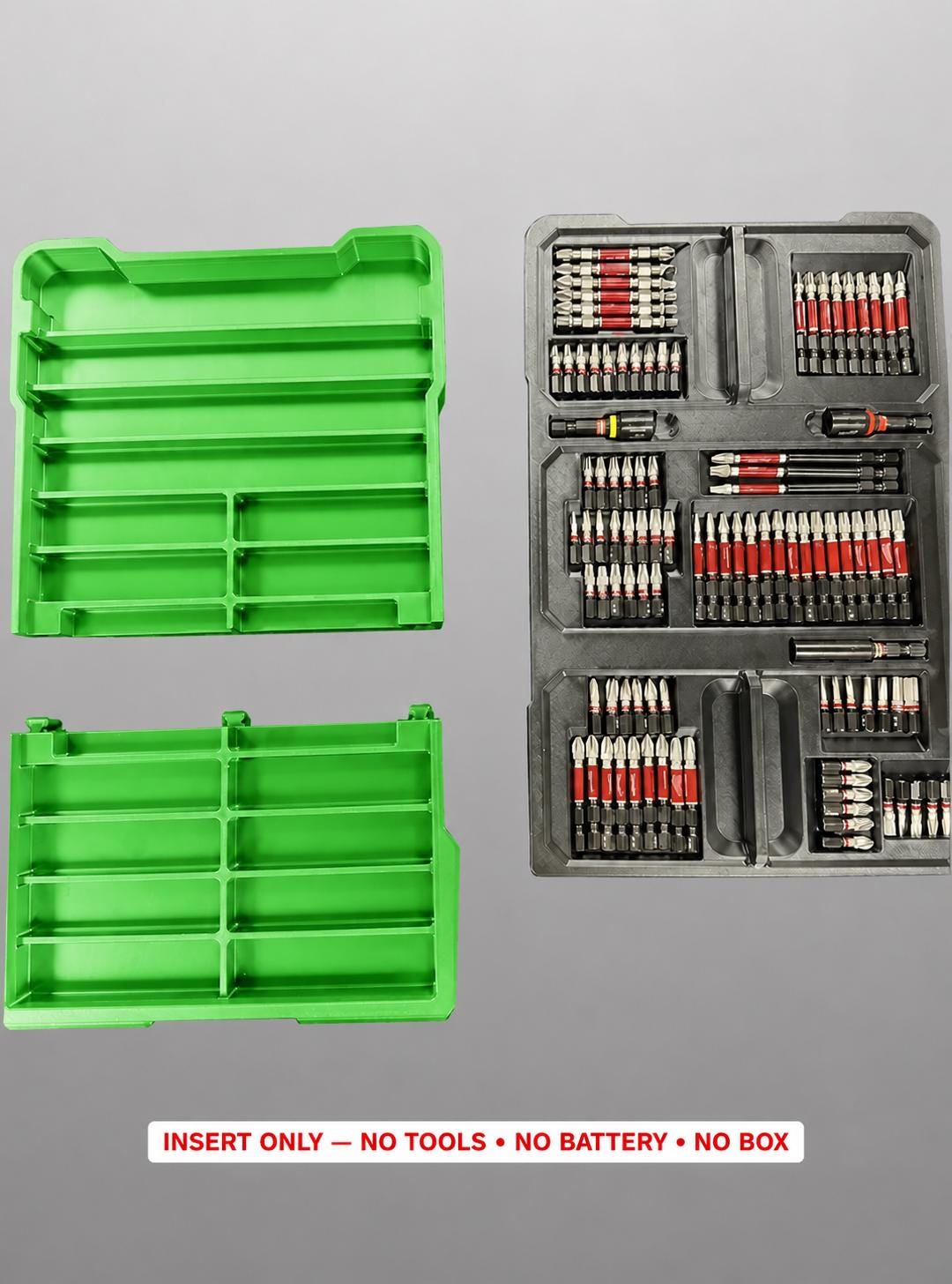 Milwaukee Packout Insert for SHOCKWAVE Driver Bit Kit | 3D Printed Organizer GREEN
