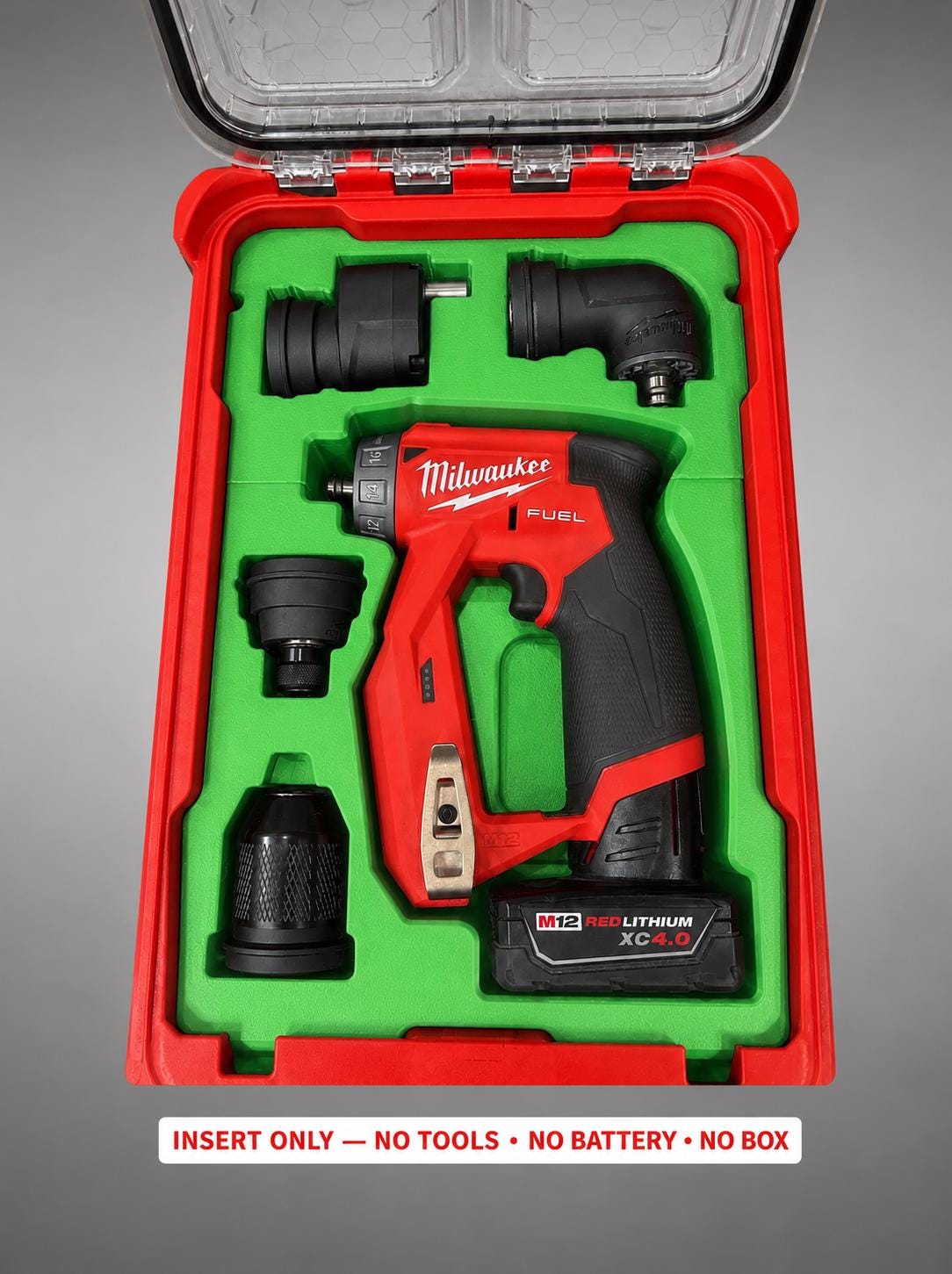 Milwaukee M12 Drill Driver Packout Insert | 3D Printed Organizer (Green)