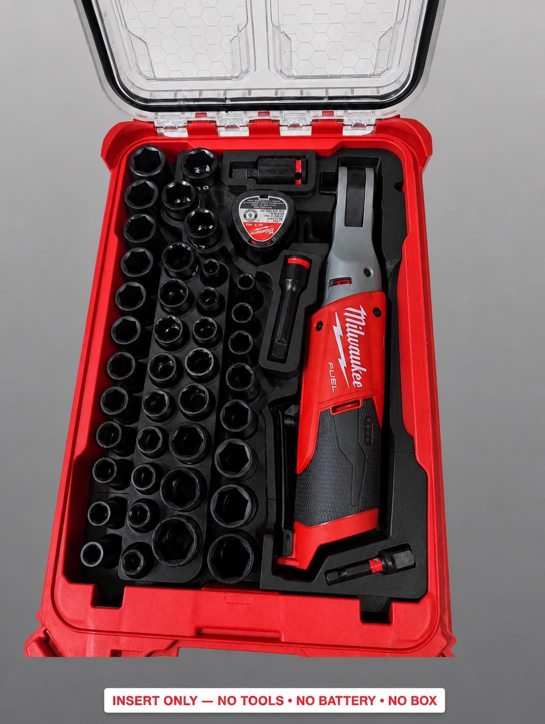 Milwaukee M12 Ratchet & Socket Set Insert | 3D Printed Packout Organizer BLACK
