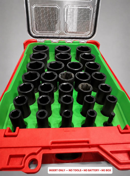 Milwaukee Packout Insert – 29pc 1/2" Deep Metric Socket Organizer GREEN