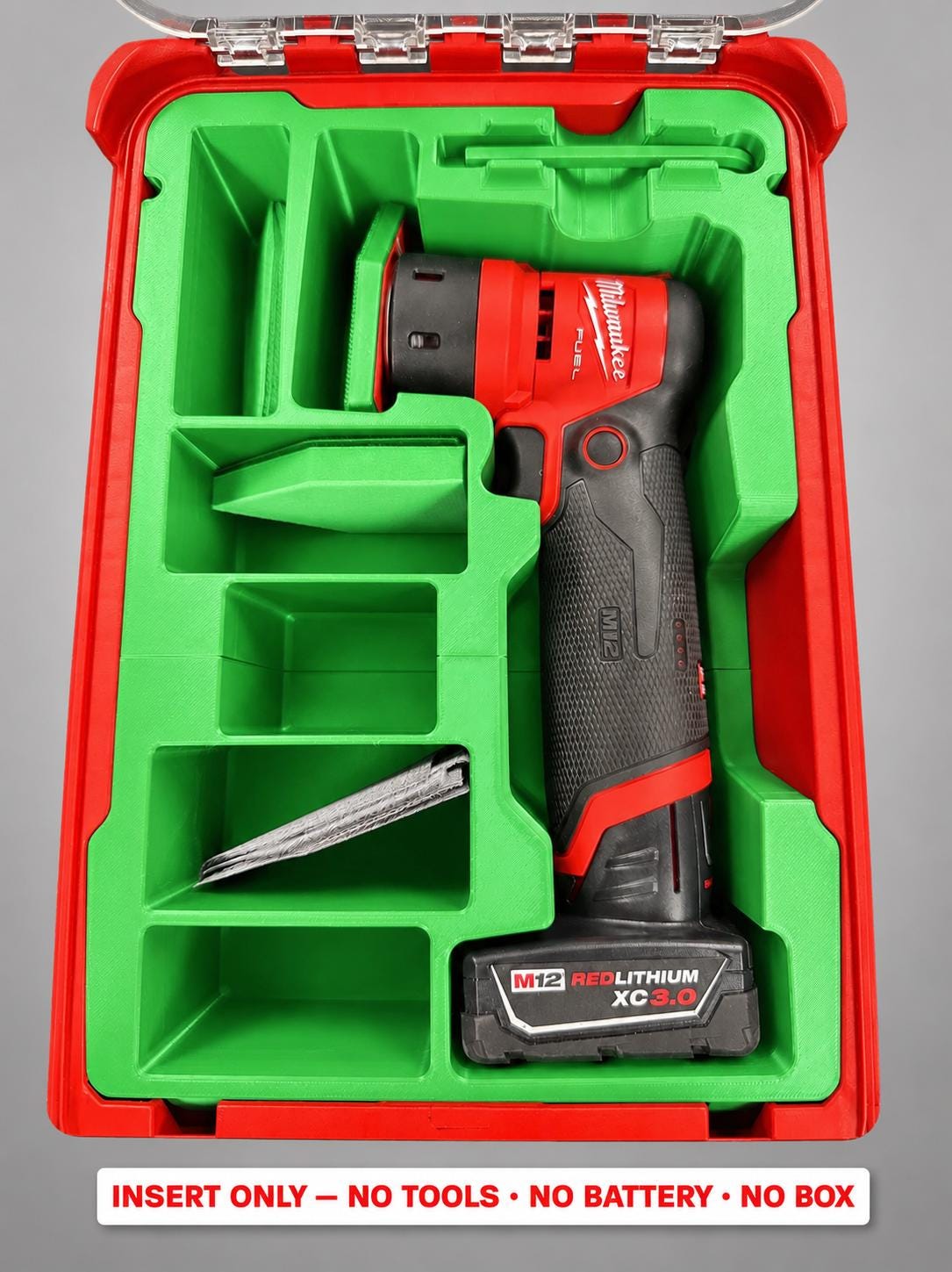 Milwaukee M12 Orbital Sander Packout Insert | 3D Printed Organizer (Green)
