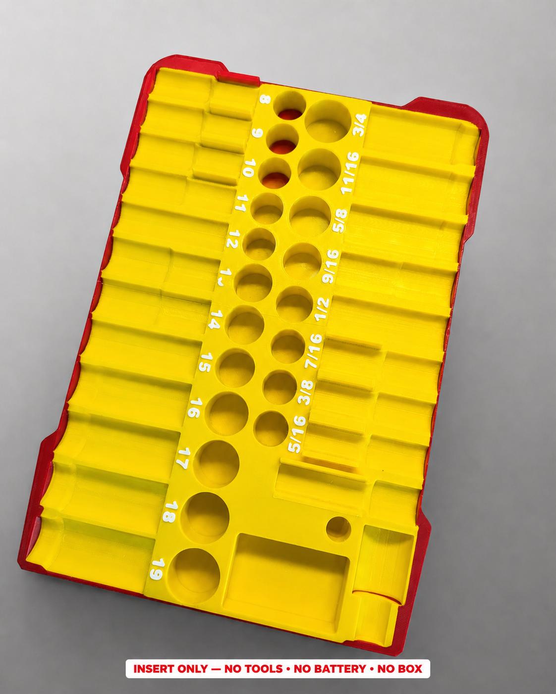 Milwaukee Packout Insert – 43pc 3/8" Impact Socket Organizer YELLOW