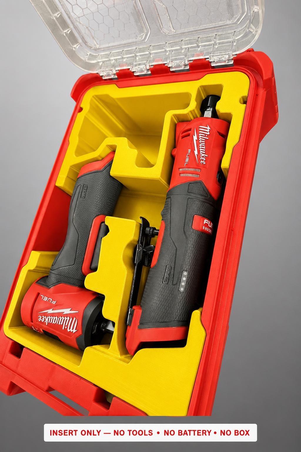 Milwaukee Packout Insert for Die Grinders | 3D Printed Organizer (Yellow)