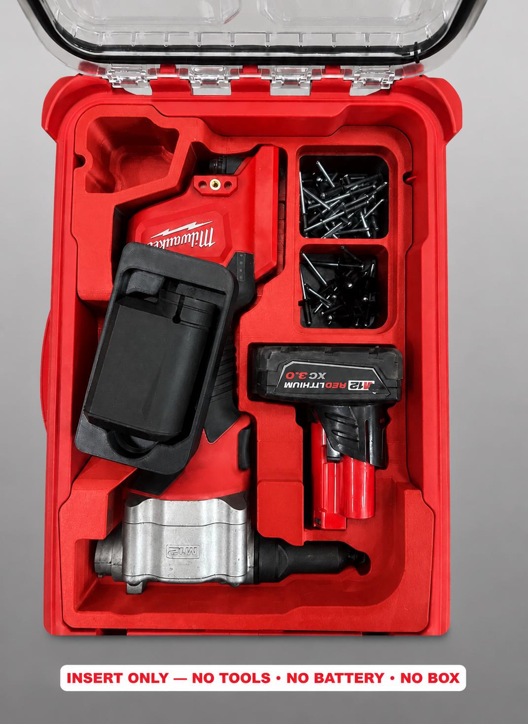 Milwaukee Packout Insert for M12 Cordless Rivet Tool | 3D Printed Organizer | CAT.2550-20 RED