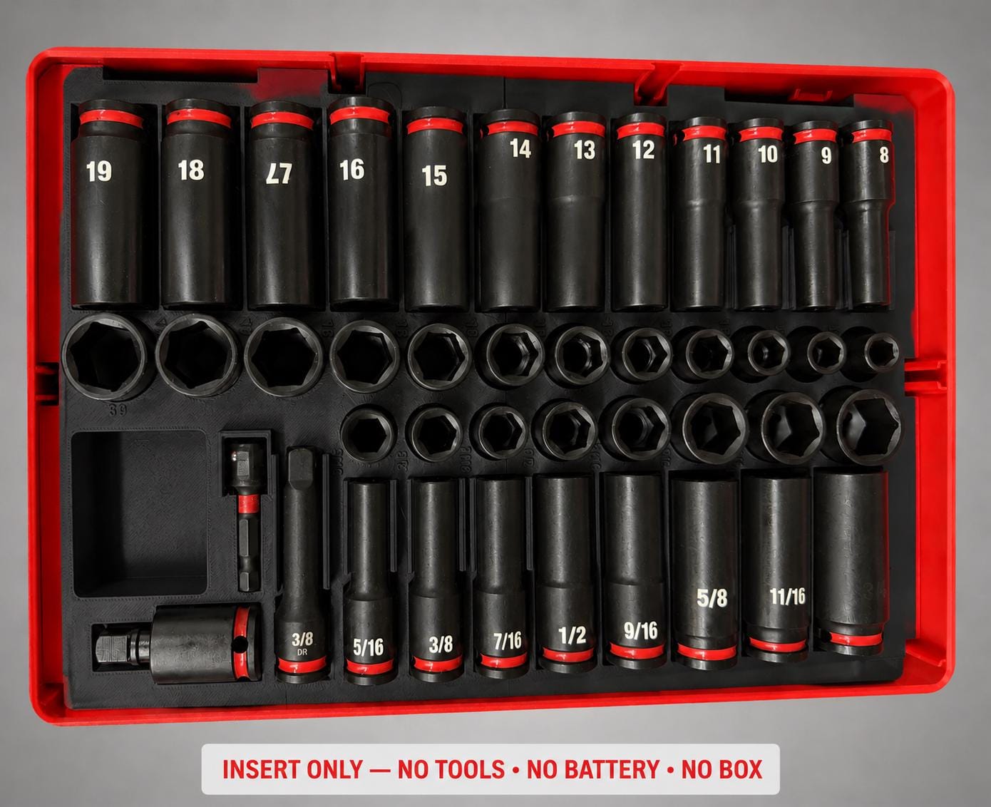Milwaukee Packout 2&3 Drawer Insert – 43pc 3/8" Socket Organizer BLACK