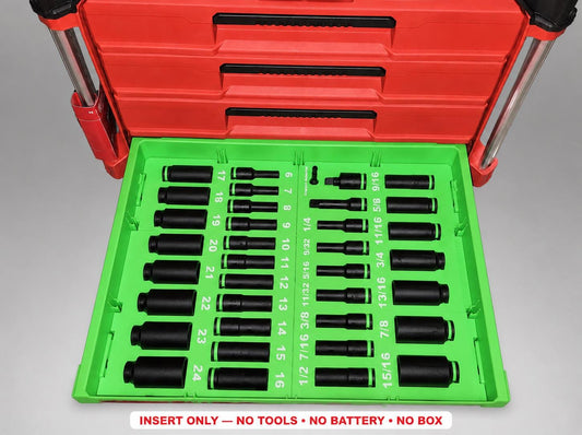 Milwaukee Packout 4 Drawer Insert – 36pc 3/8" Socket Organizer GREEN