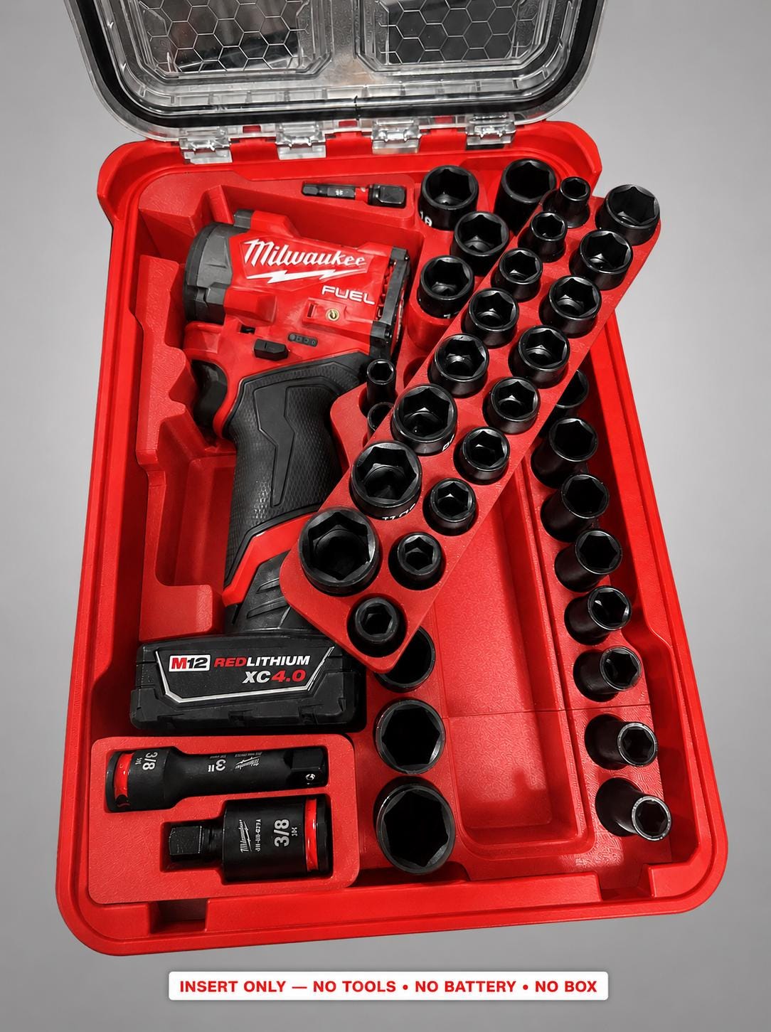3D Printed Milwaukee Packout Insert for M12 Stubby Wrench, Socket Set Organizer