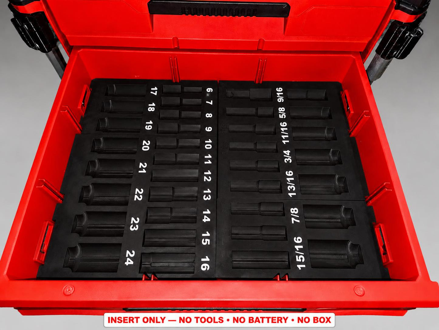 Milwaukee Packout 2&3 Drawer Insert – 36pc 3/8" Socket Organizer BLACK