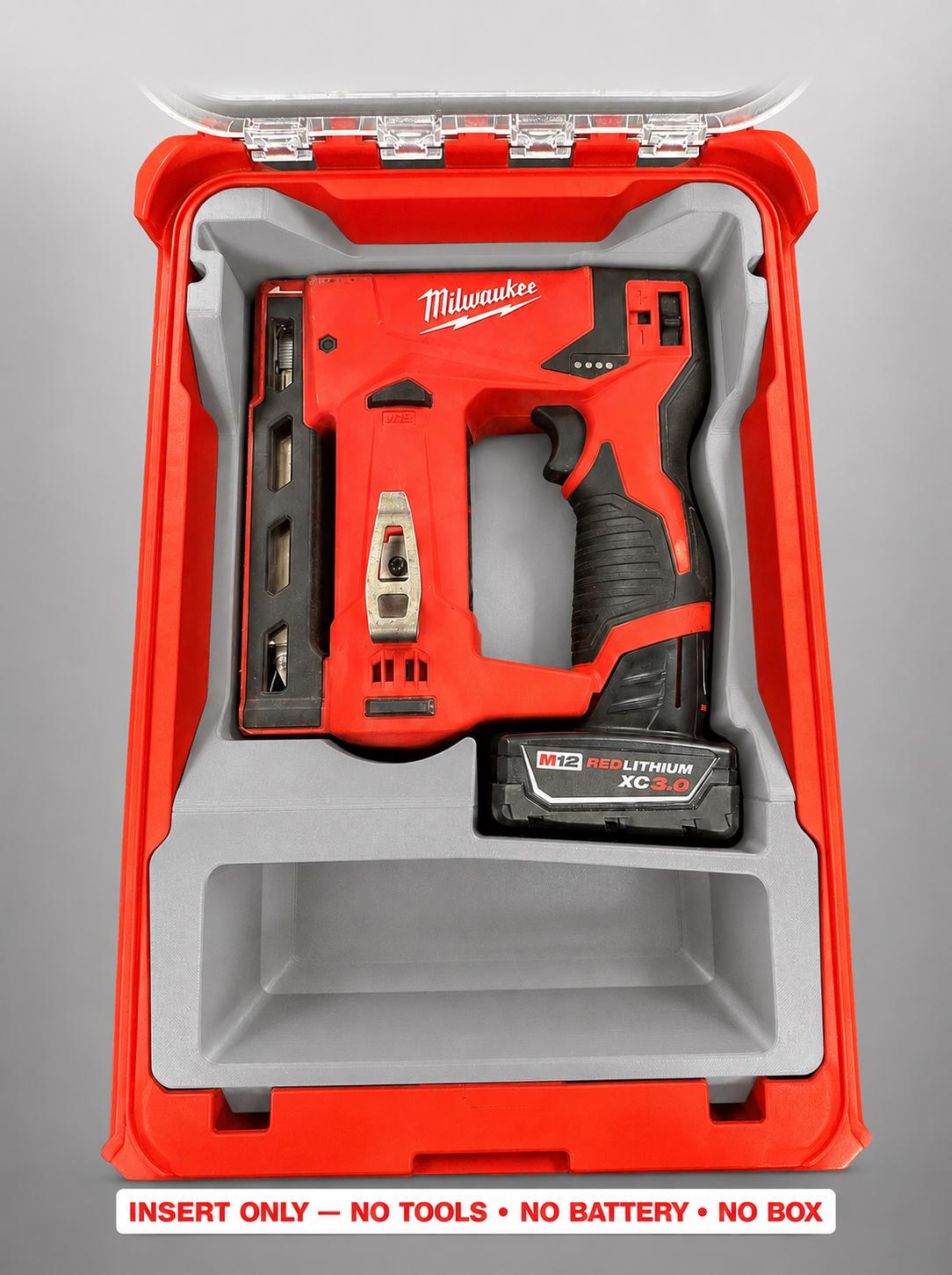Milwaukee Packout Insert for M12 Crown Stapler | 3D Printed Organizer (Gray)
