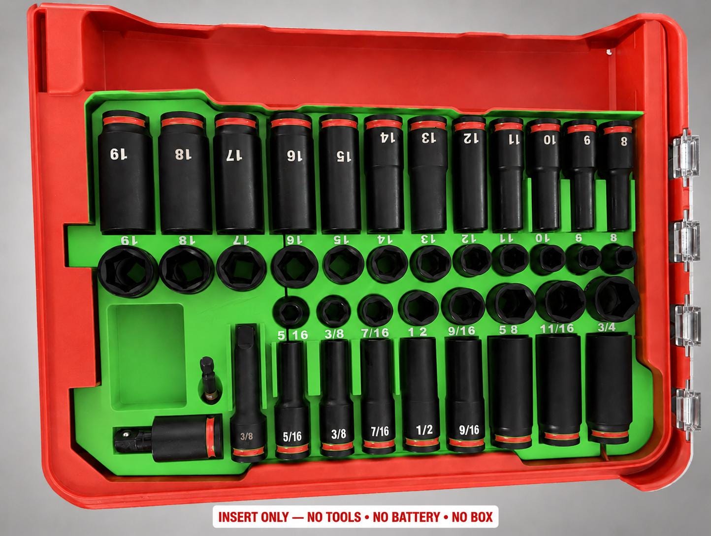 Milwaukee Packout Insert – 43pc 3/8" Socket Organizer, Right Side GREEN