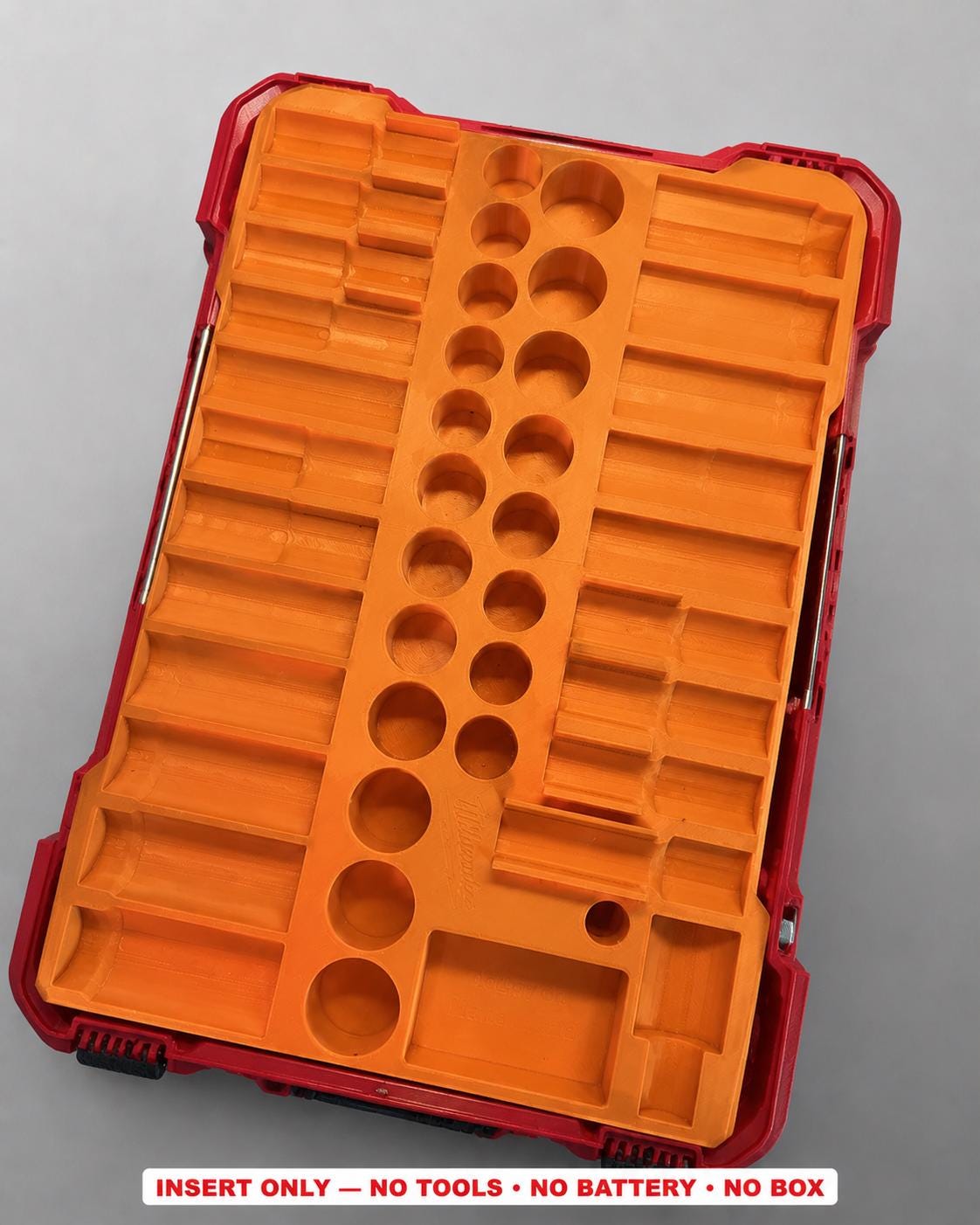 Milwaukee Packout Insert – 43pc 3/8" Impact Socket Organizer ORANGE