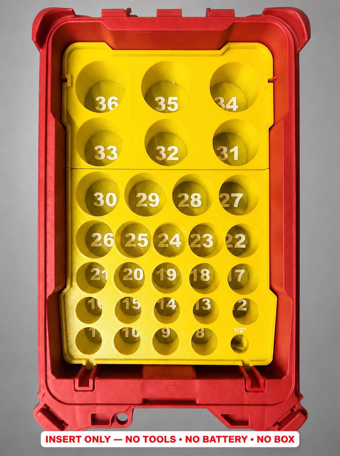 Milwaukee Packout Insert – 29pc 1/2" Deep Metric Socket Organizer YELLOW