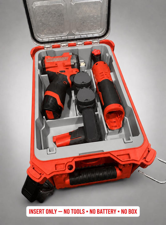 Milwaukee Packout Insert – M12 Impact Wrench & Ratchet Organizer GRAY