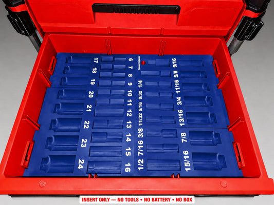 Milwaukee Packout 2&3 Drawer Insert – 36pc 3/8" Socket Organizer BLUE