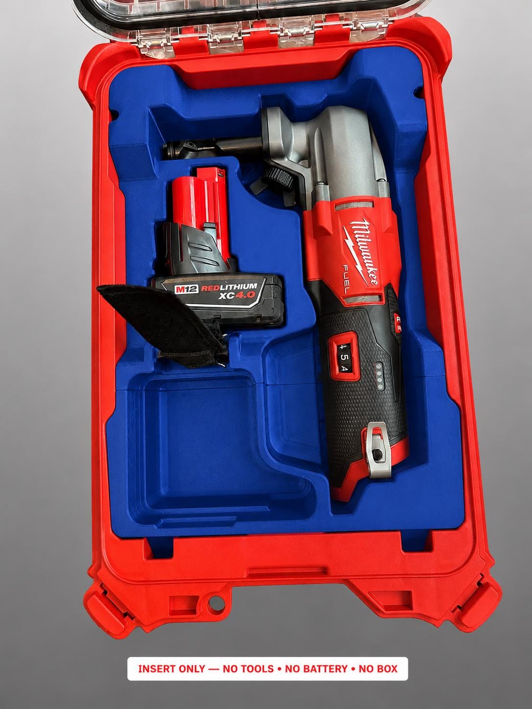 Milwaukee M12 Nibbler Packout Insert | 3D Printed Organizer, Blue, AirTag Storage