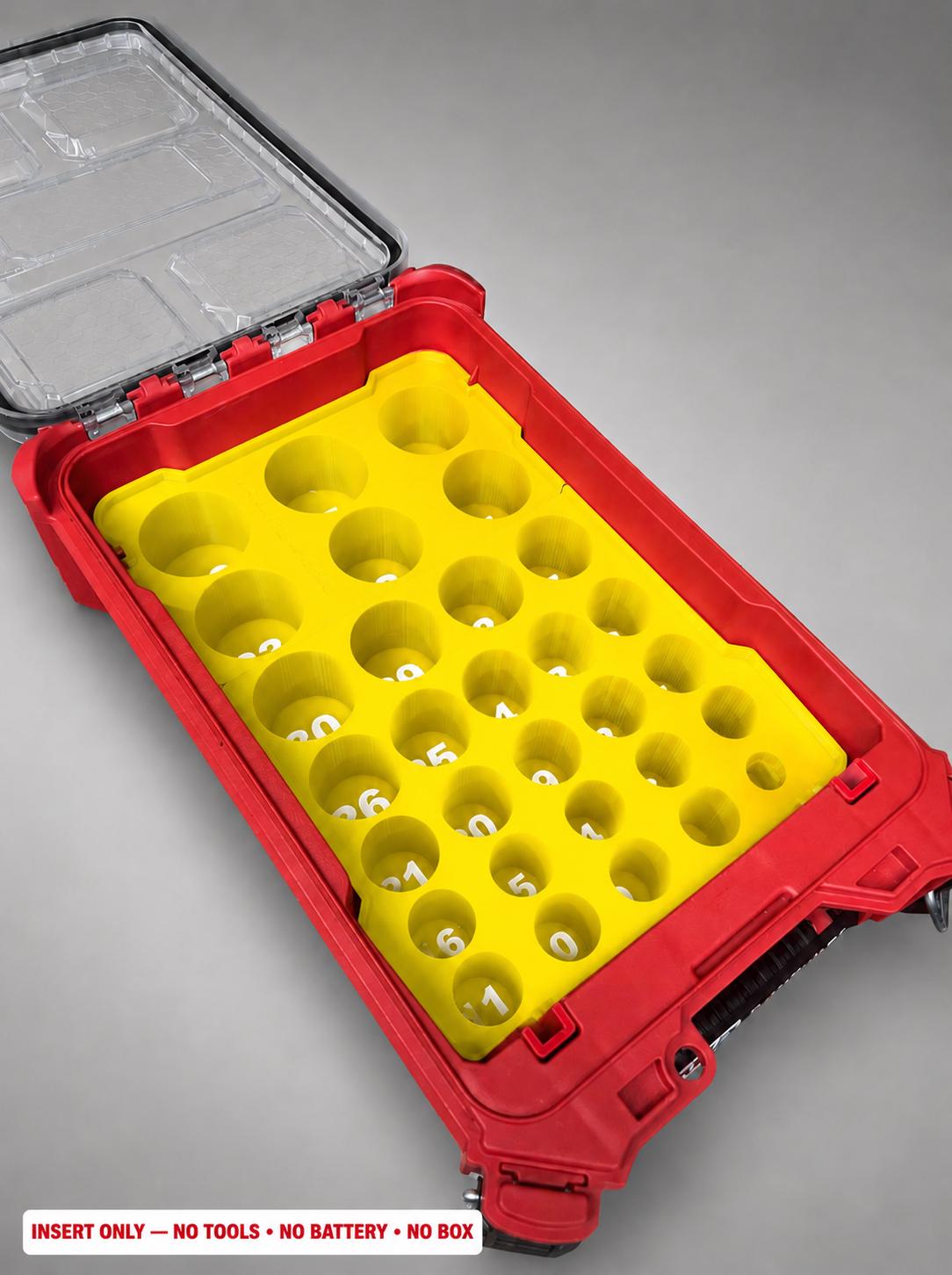 Milwaukee Packout Insert – 29pc 1/2" Deep Metric Socket Organizer YELLOW
