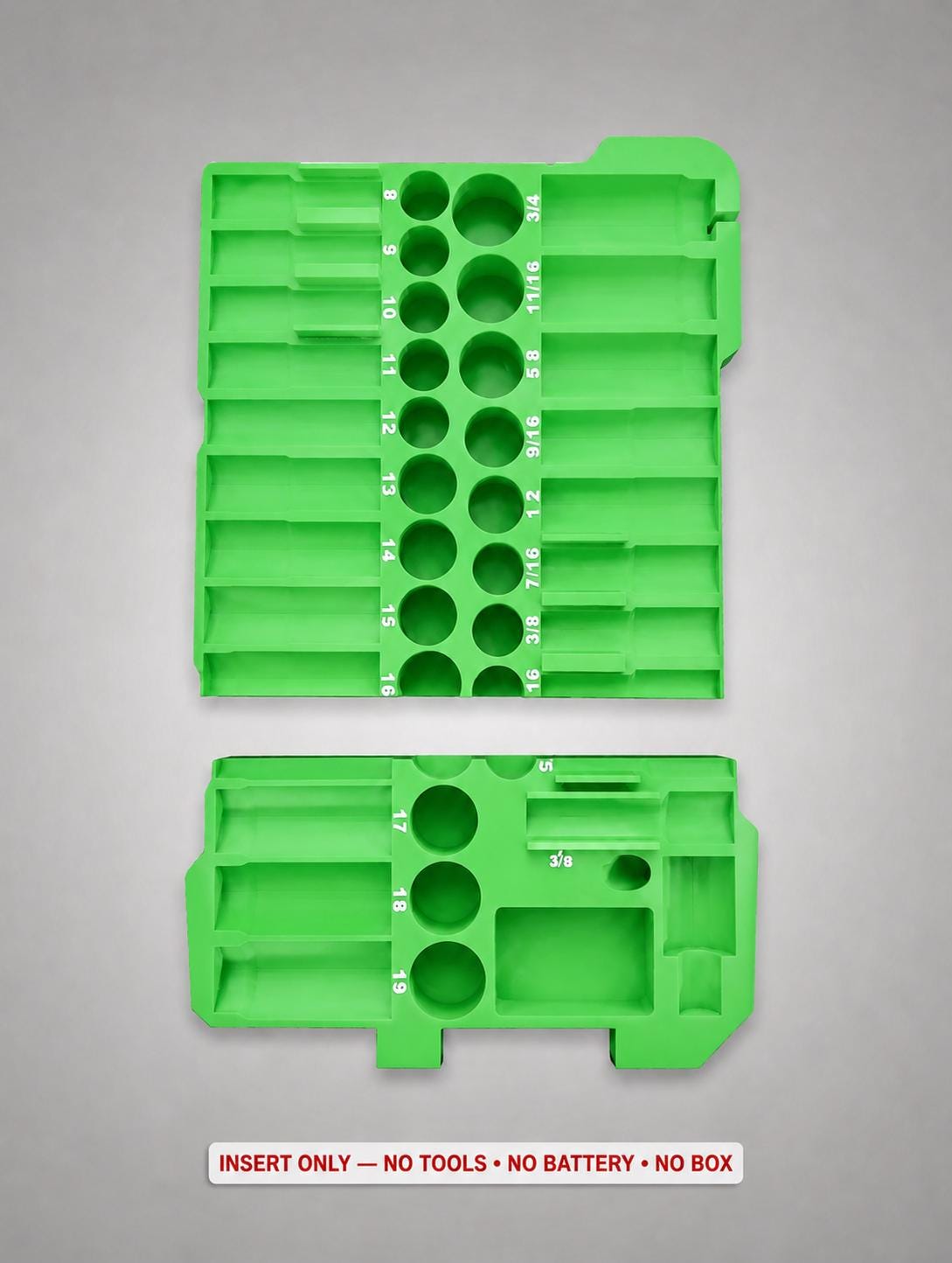 Milwaukee Packout Insert – 43pc 3/8" Socket Organizer, Right Side GREEN
