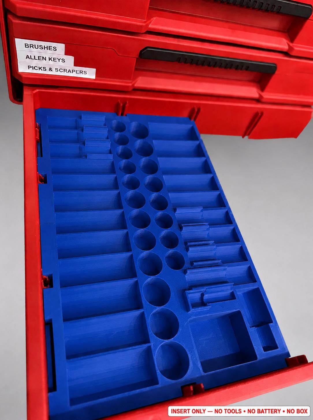 Milwaukee Packout 2&3 Drawer Insert – 43pc 3/8" Socket Organizer BLUE