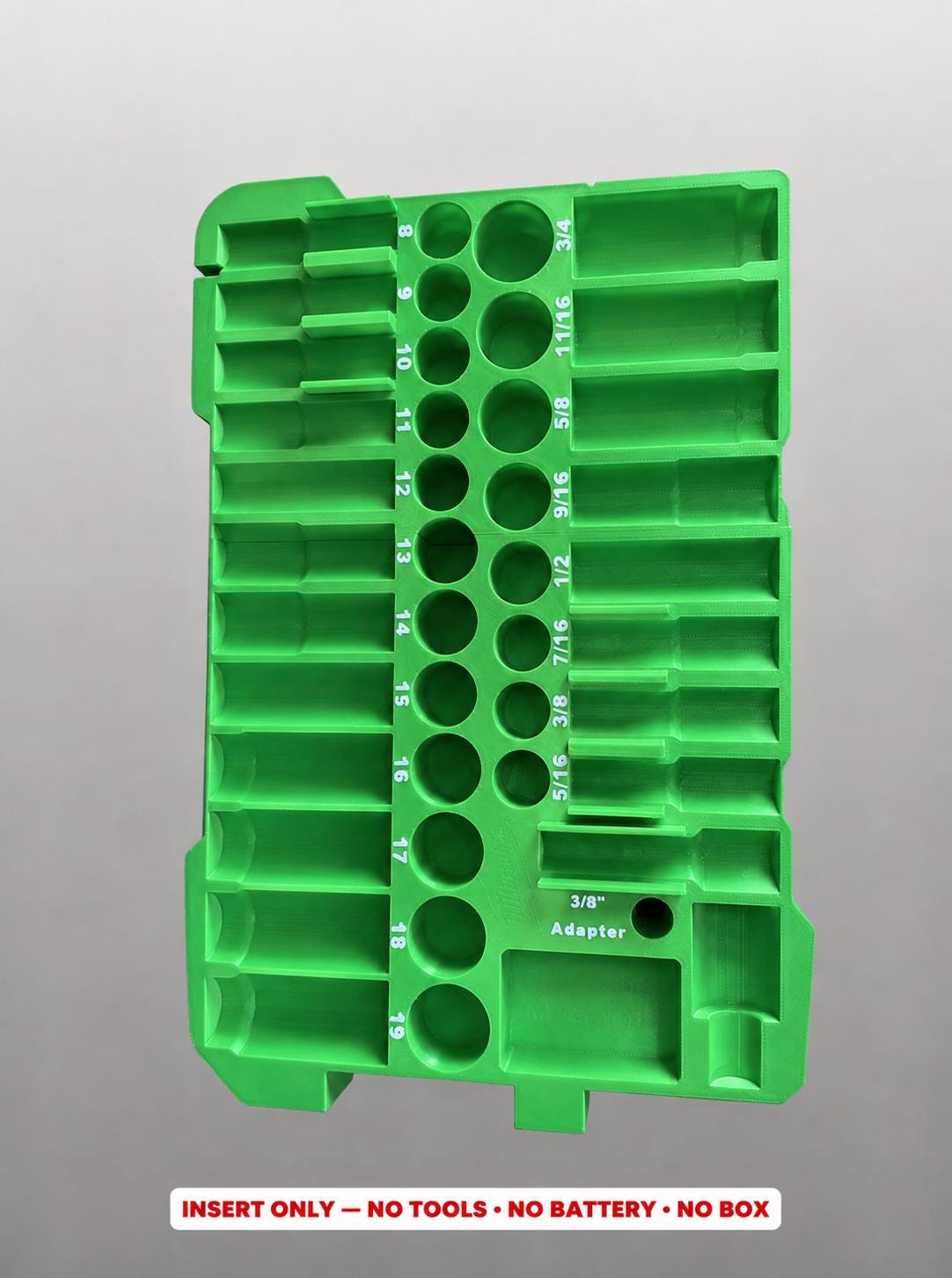 Milwaukee Packout Insert – 43pc 3/8" Socket Organizer, Left Side GREEN