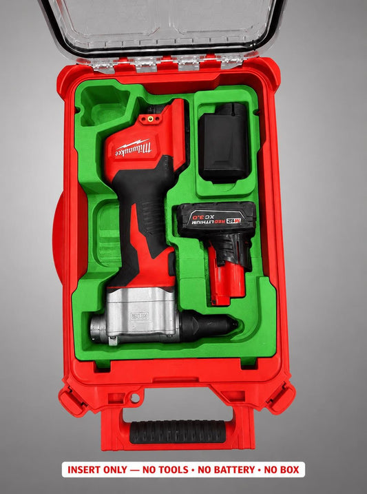 Milwaukee Packout Insert for M12 Cordless Rivet Tool | 3D Printed Organizer | CAT.2550-20 GREEN