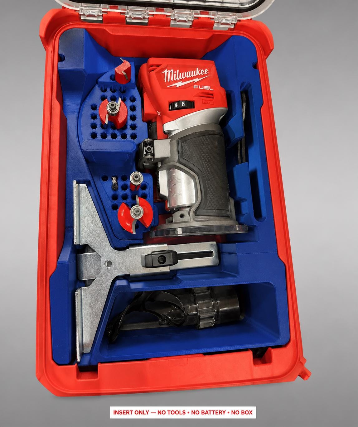 Milwaukee Packout Insert for M18 Fuel Compact Router | 3D Printed Organizer | CAT.2723-20 BLUE
