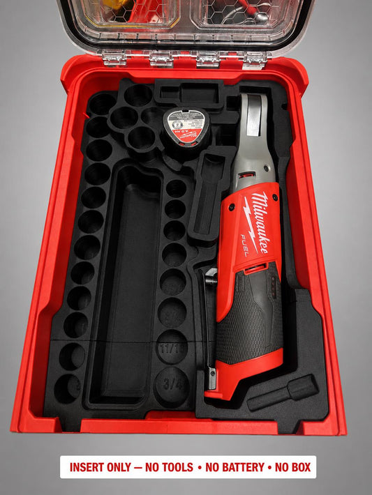 Milwaukee M12 Ratchet & Socket Set Insert | 3D Printed Packout Organizer BLACK