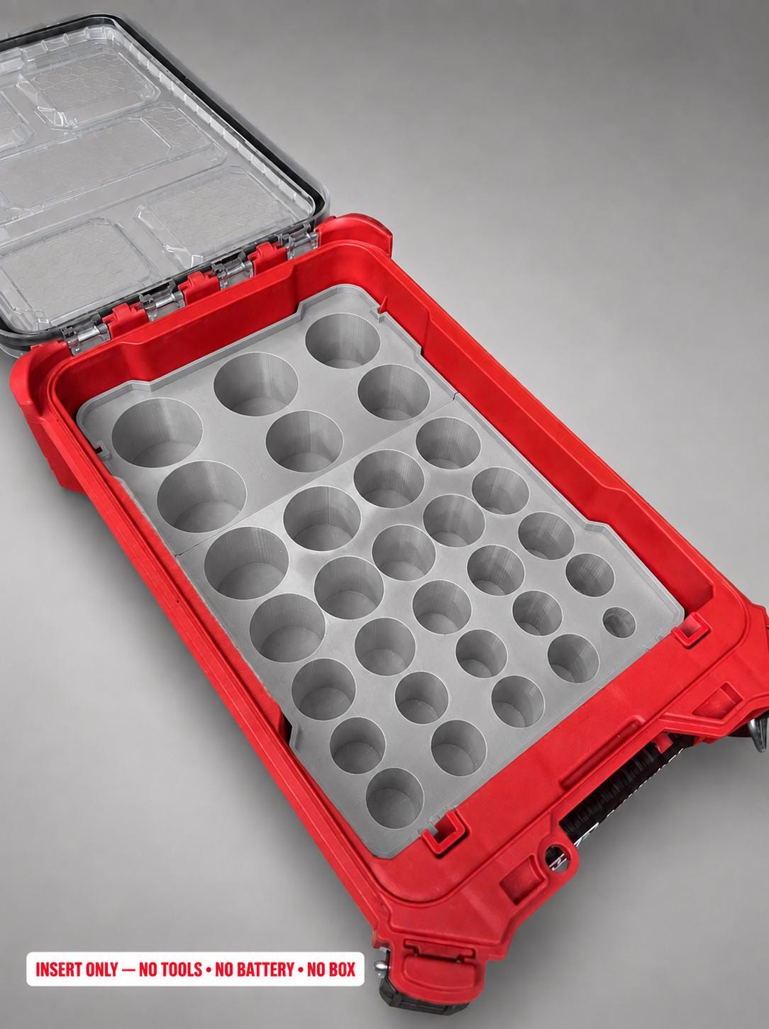 Milwaukee Packout Insert – 29pc 1/2" Deep Metric Socket Organizer GRAY