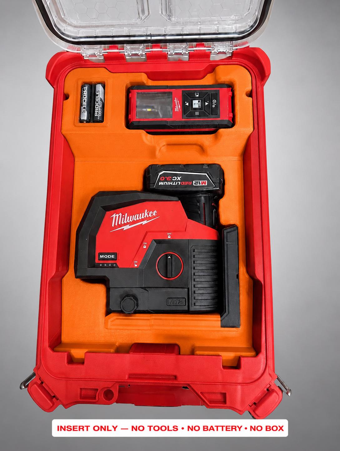 Milwaukee Packout Insert | Laser Line, Distance Meter, Battery Storage (Orange)