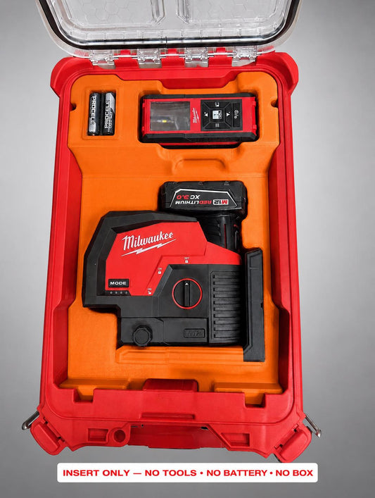 Milwaukee Packout Insert | Laser Line, Distance Meter, Battery Storage (Orange)