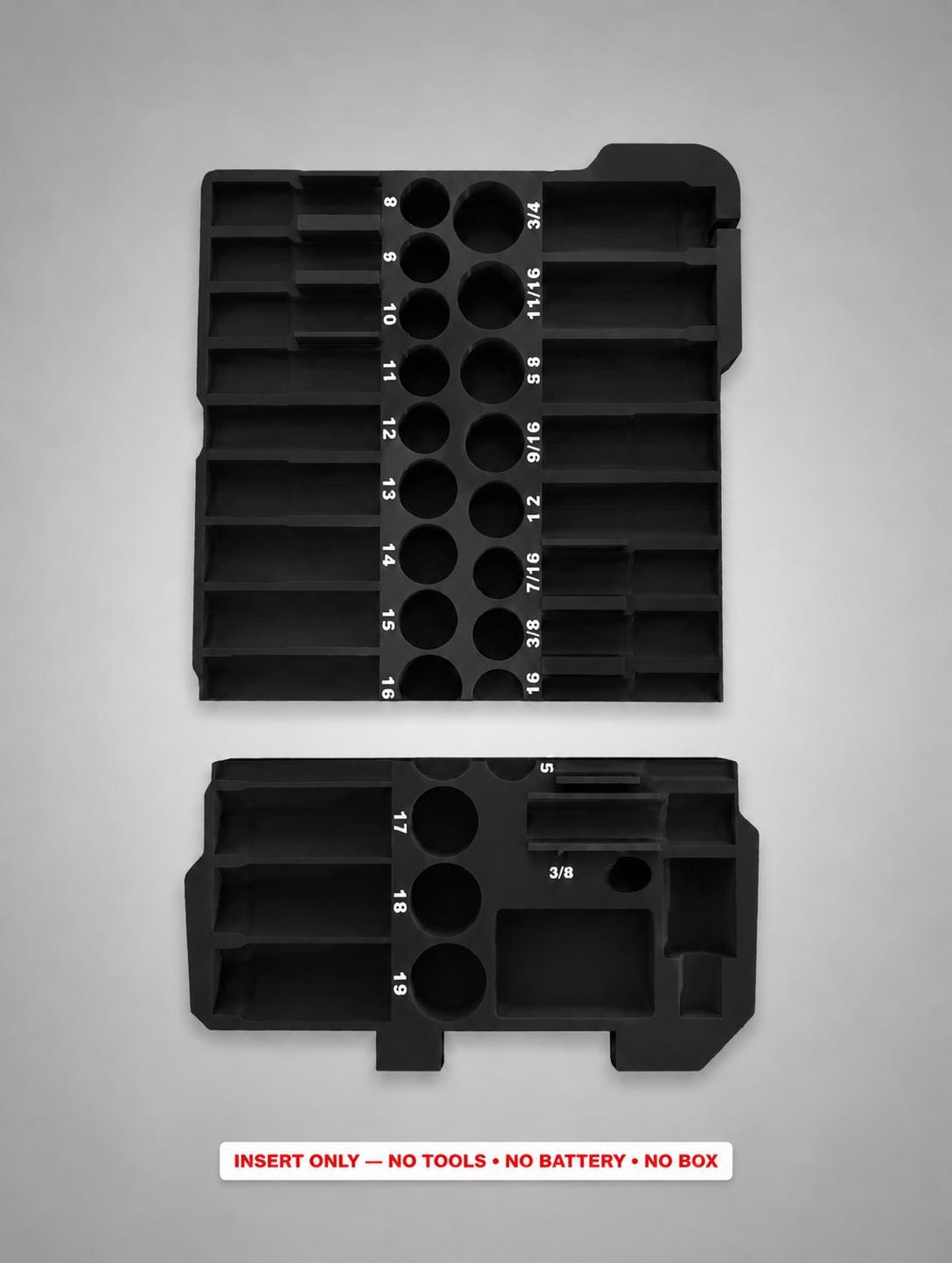 Milwaukee Packout Insert – 43pc 3/8" Socket Organizer, Right Side BLACK