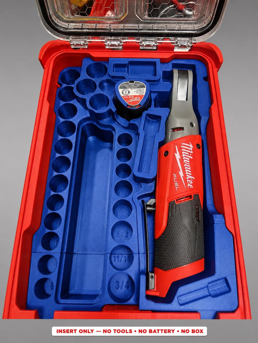 Milwaukee Packout Insert for M12 Ratchet and Socket Set | 3D Printed Organizer BLUE