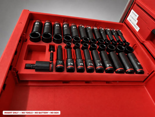 Milwaukee Packout 4 Drawer Insert – 43pc 3/8" Socket Organizer RED