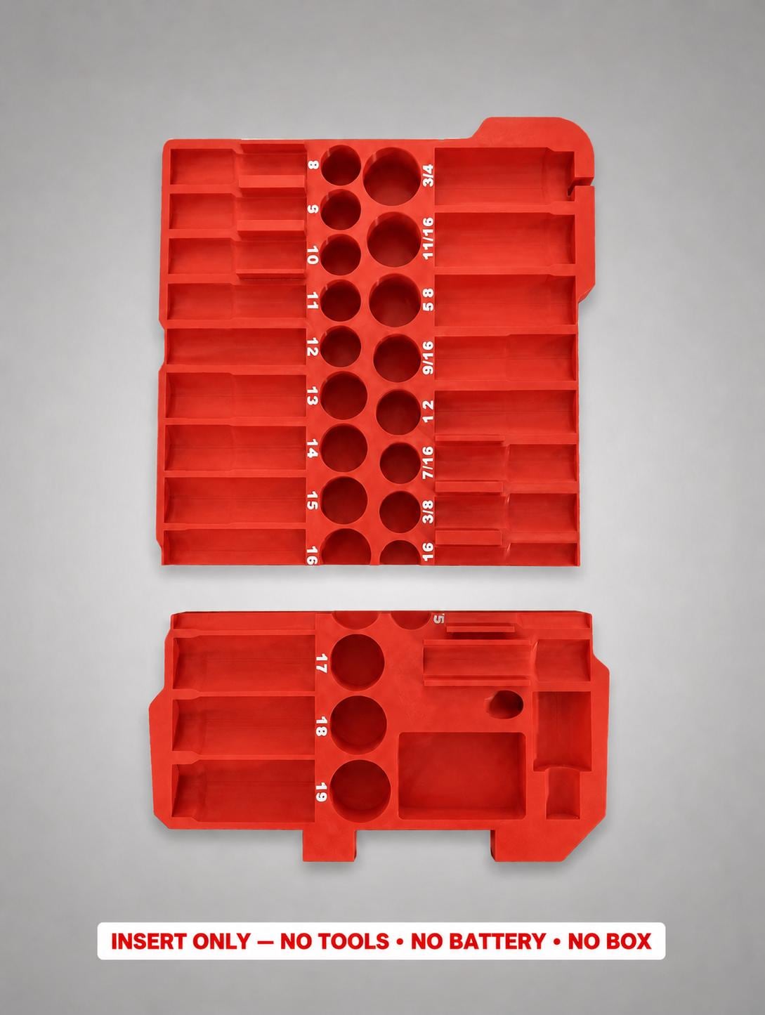 Milwaukee Packout Insert – 43pc 3/8" Socket Organizer, Right Side RED