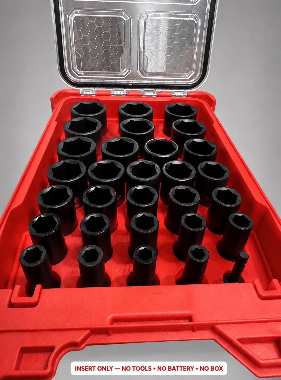 Milwaukee Packout Insert – 29pc 1/2" Deep Metric Socket Organizer RED